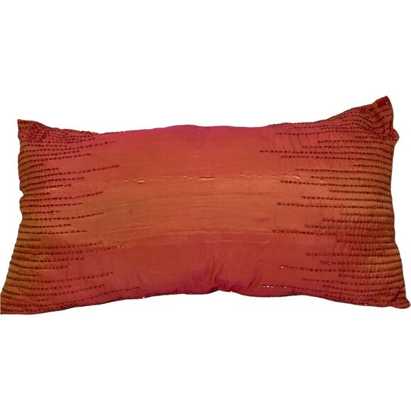 Beaded rectangular coral accent pillow, sofa or bed decorative home decor - Picture 1 of 9